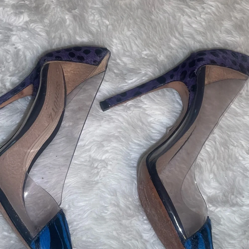 SCHUTZ Blue and Black Transparent Heels pumps size 5.5B